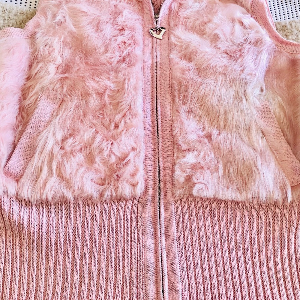 St John Sport by Marie Gray Blush Pink Lamb Fur Vest Y2K Pastel Vintage vest - Picture 5 of 8